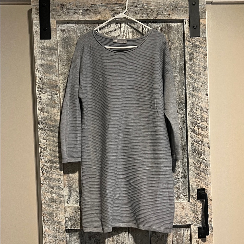 ASOS Light Gray Ribbed Long Sleeve Knit Dress
